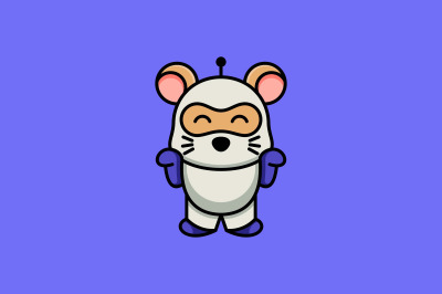 cute mouse astronaut vector template logo design