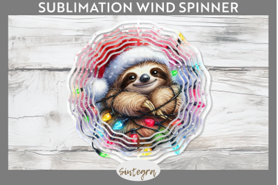 Christmas Sloth Entangled in Lights Wind Spinner Sublimation