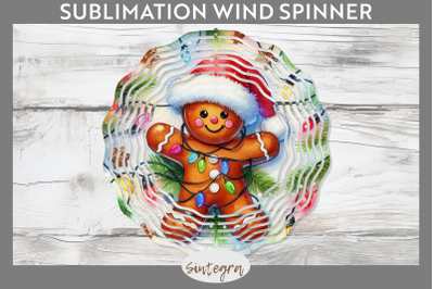 Gingerbread Man Entangled in Lights Wind Spinner Sublimation