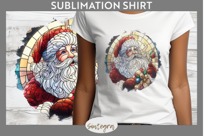 Stained Glass Santa Claus T-shirt Sublimation