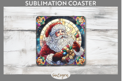 Stained Glass Santa Claus Square Coaster Sublimation