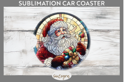 Stained Glass Santa Claus Car Coaster Sublimation
