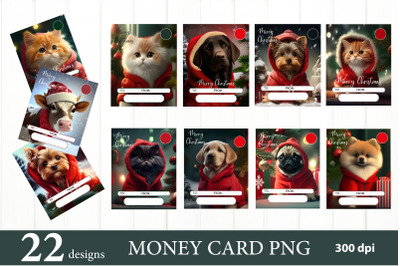3D Christmas Animal Money Card Bundle. Money Card PNG