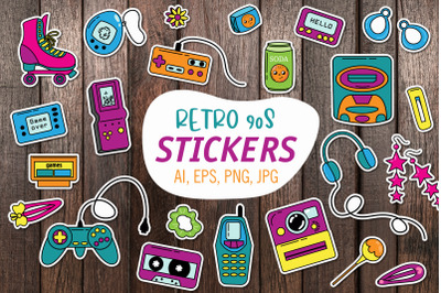 RETRO 90s &2F; Printable Stickers Cricut Design