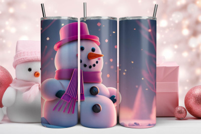 3D Blue Christmas Tumbler Wrap