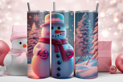 3D Blue Christmas Tumbler Wrap