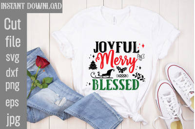 Joyful Merry Blessed SVG cut file&2C;Christmas SVG Design&2C; Christmas Tree