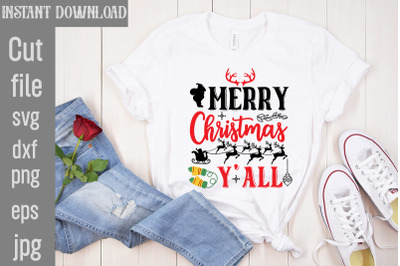 Merry Christmas Y&amp;&23;039;all SVG cut file&2C;Christmas SVG Design&2C; Christmas Tre