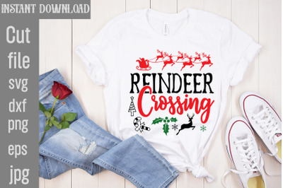 Reindeer Crossing SVG cut file&2C;Christmas SVG Design&2C; Christmas Tree Bu