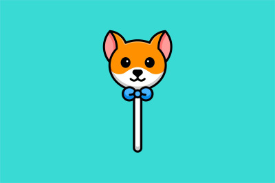 cute puppy dog lollipop vector template logo design