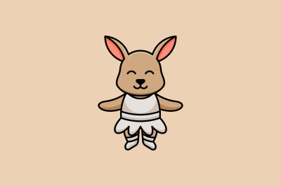 cute rabbit dancer vector template logo design