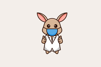 cute rabbit doctor vector template logo design