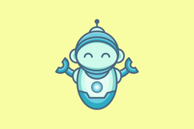 cute robot vector template logo design