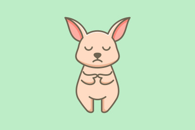 cute sad rabbit vector template logo design