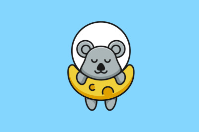 cute sleeping koala vector template logo design