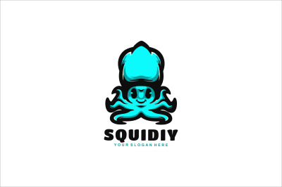 cute squid vector template logo design