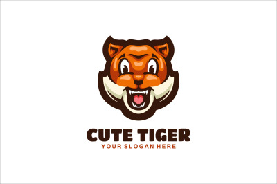 cute tiger face vector template logo design