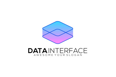 data interface box vector template logo design