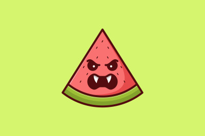 devil face watermelon vector template logo design