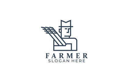 farmer lineart vector template logo design