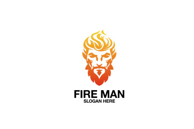 fire man face vector template logo design