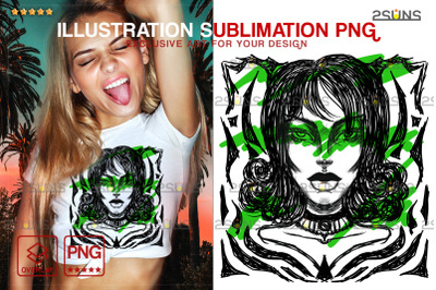 Tattoo girl illustration PNG clipart magic Sublimation