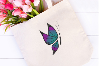 Flying Butterfly with Gradient Wings | Embroidery