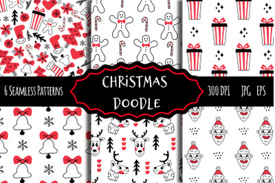 Christmas Doodle Seamless Patterns