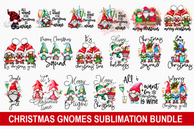 Christmas Gnomes PNG Sublimation Bundle