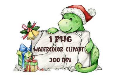 dinosaur merry christmas png clipart. cartoon dino clip art watercolor