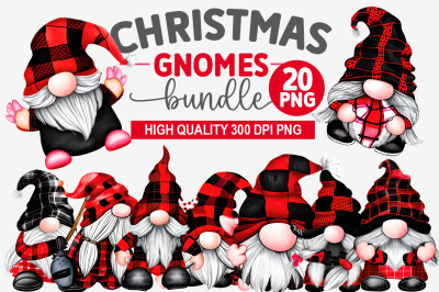 Christmas Buffalo Plaid Gnome PNG Bundle