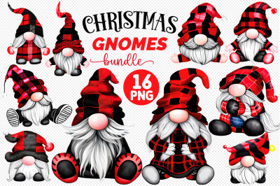 Christmas Buffalo Plaid Gnome PNG Bundle