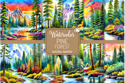 Pine Forest - Watercolor Wilderness Scenes