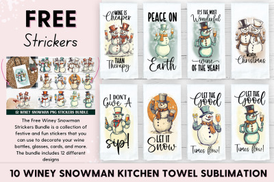 Winey Snowman Kitchen Towel Sublimation