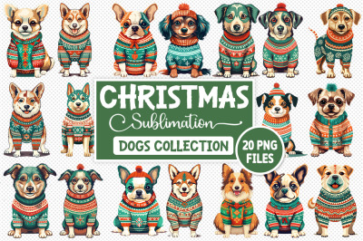 Christmas Dogs Collection Sublimation