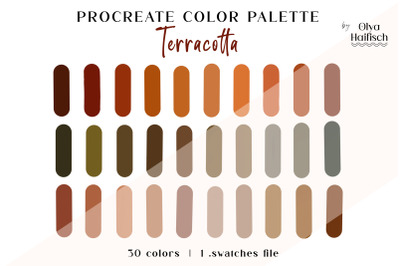 Terracotta Procreate Palette. Warm Earthy Brown Color Swatches