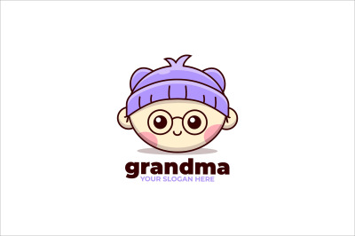 grandma cartoon face vector template logo design