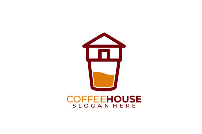 home coffee cup vector template logo design