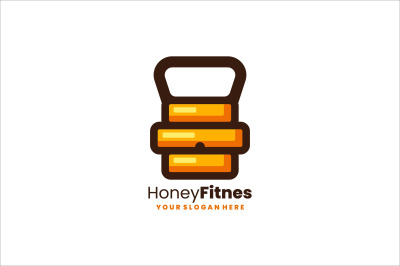 honey nest kettlebell vector template logo design