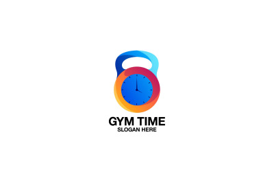 kettlebell clock vector template logo design