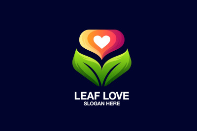 leaf love vector template logo design