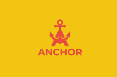 letter a anchor vector template logo design