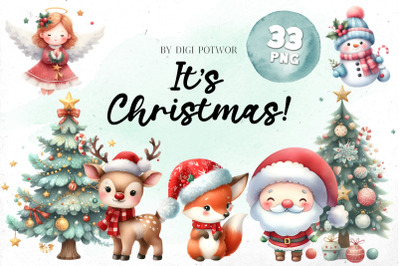 Cute Watercolor Christmas Bundle | PNG cliparts