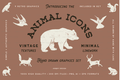 Forest Animal Icons Hand Drawn Set