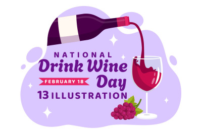 13 National Drink Wine Day Illustration