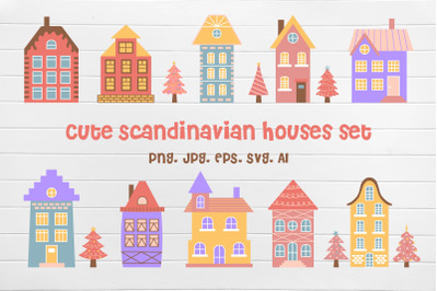 Cute Scandinavian houses set