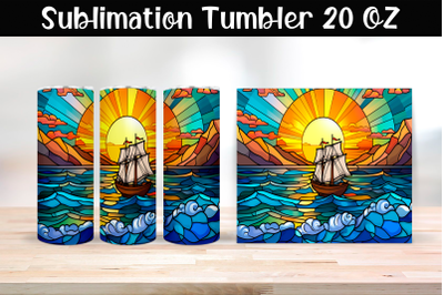 Marine stained glass Sublimation Tumbler Wrap 20 oz