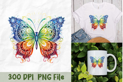 Butterfly Mandala Colorful Design