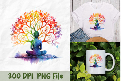 Yoga Tree Vibrant Nature Art