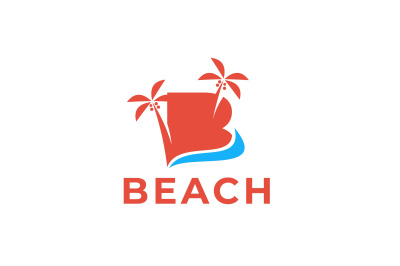 letter b beach vector template logo design